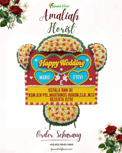 Karangan Papan Bunga Pernikahan di Kodingareng